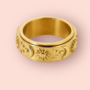 Gold Sun and Moon Ring